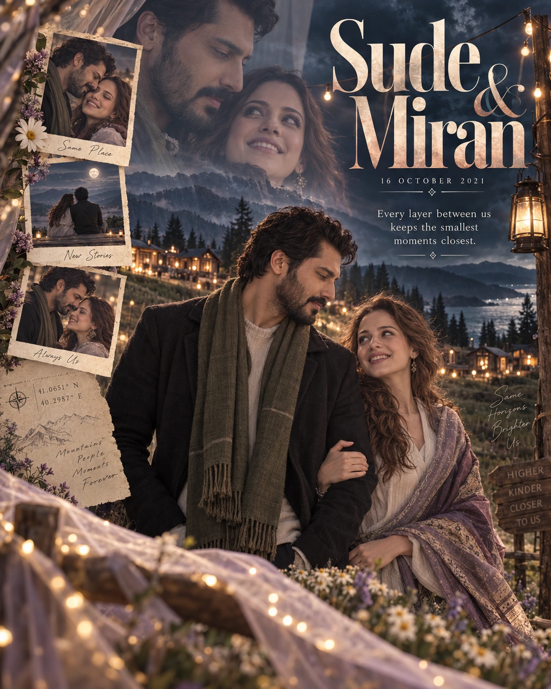 Highland Meadow Bokeh Vignettes Layered Romance — Anniversary AI poster reference