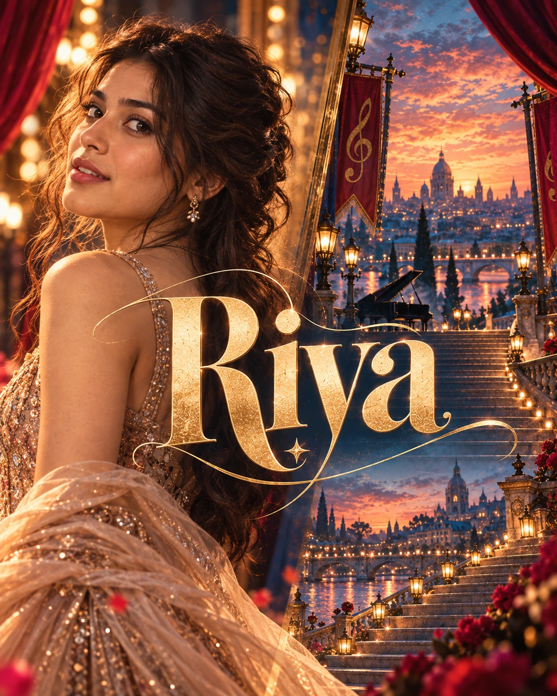Riya — Musical Dream Split Character Instagram Poster — Instagram Posts AI poster reference