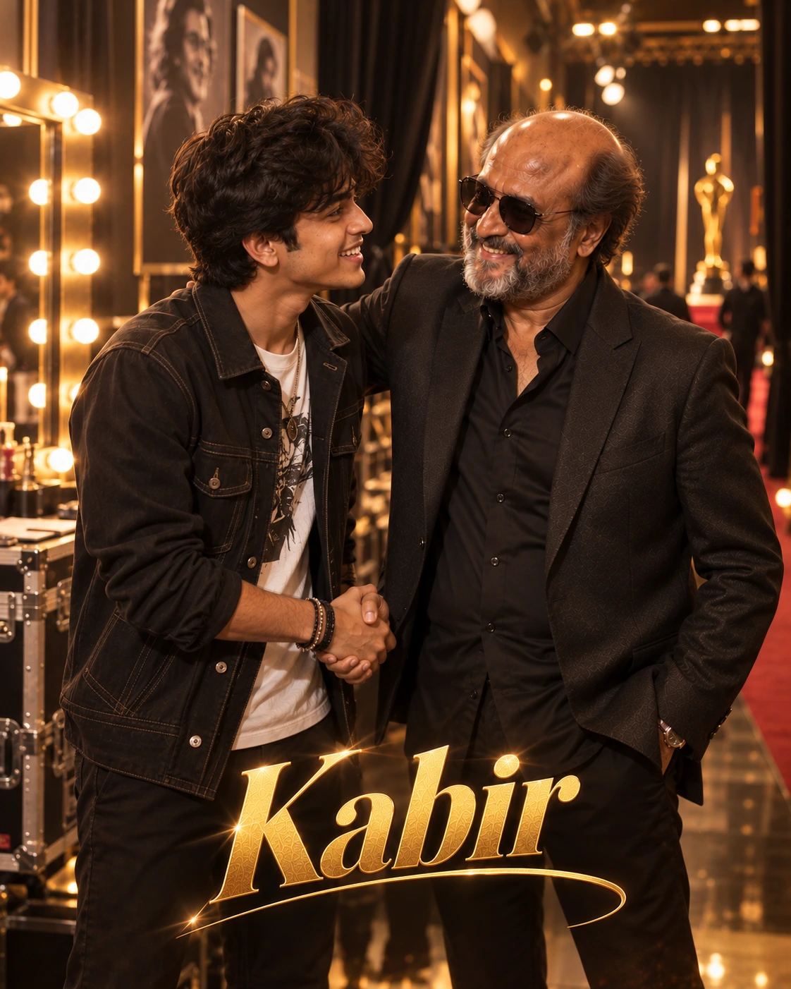 Kabir with Rajinikanth — Award Night Backstage Dream Poster — Instagram Posts AI poster reference
