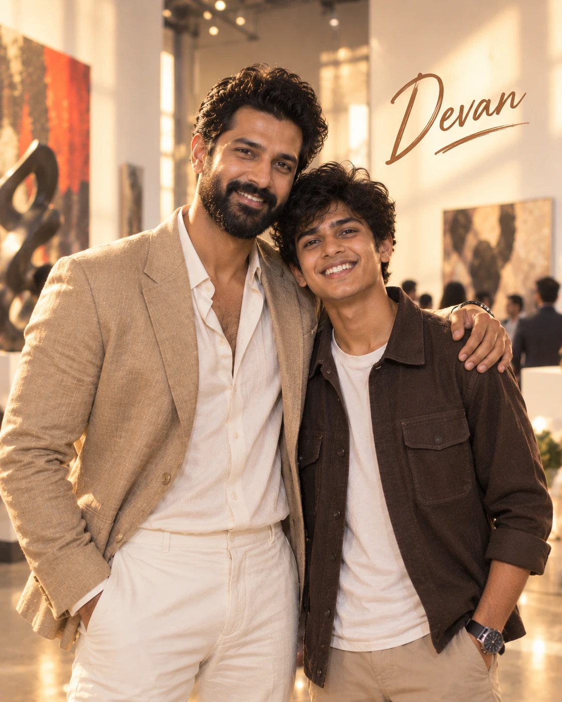 Devan with Vicky Kaushal — Golden-Hour Glow Dream Poster — Instagram Posts AI poster reference