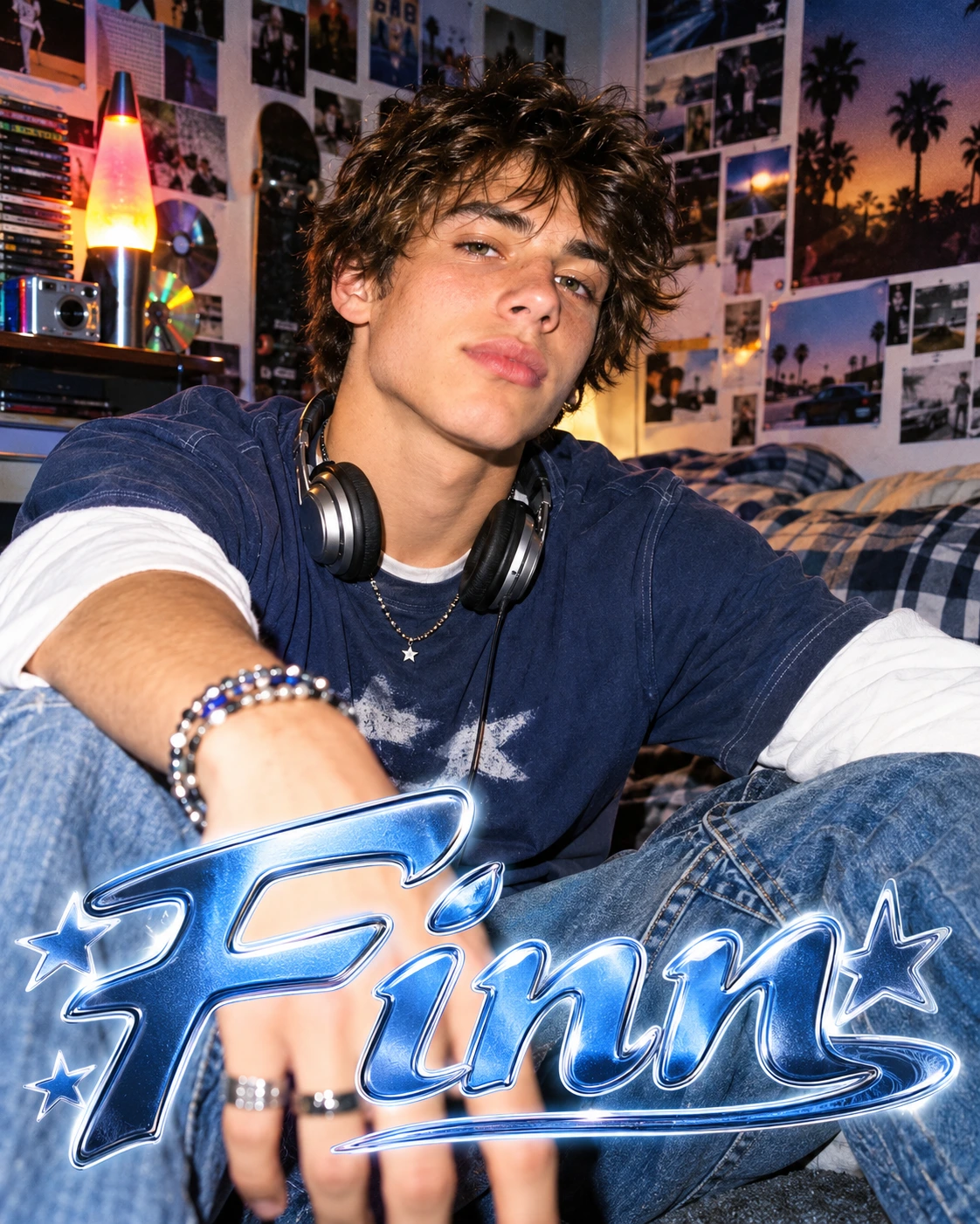 Finn — Y2K Digi-Cam Editorial Closeup Profile Poster — Instagram Posts AI poster reference
