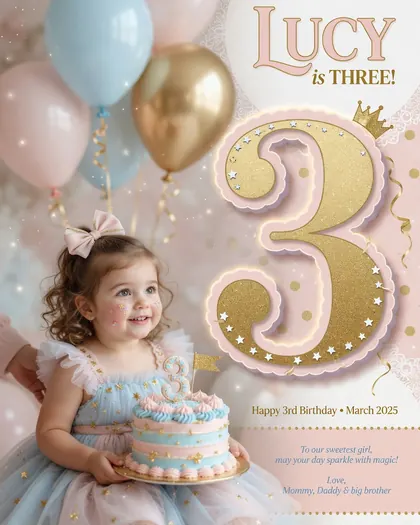 3rd Birthday Poster — Birthday AI poster reference