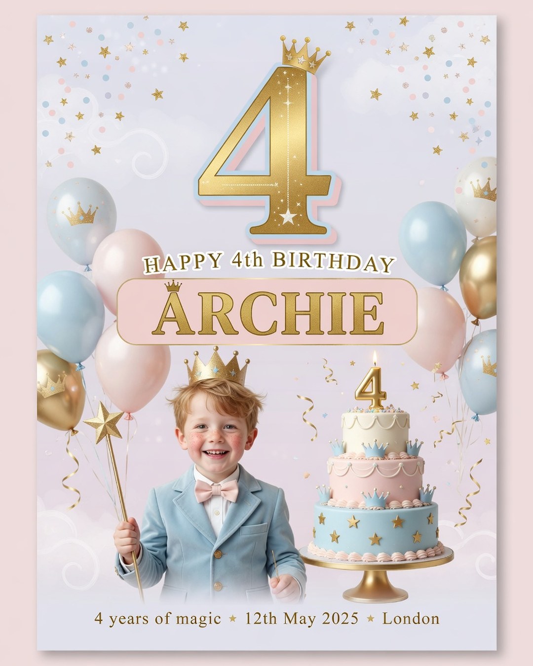 4th Birthday Wishes Boy Poster Prompt — United Kingdom reference poster
