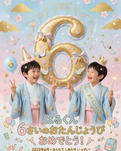 6th Birthday Wishes Boy Poster Prompt — Japan — Birthday AI poster reference