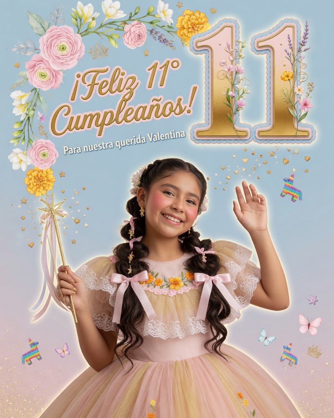 11th Birthday Wishes Girl Poster Prompt — Mexico reference poster