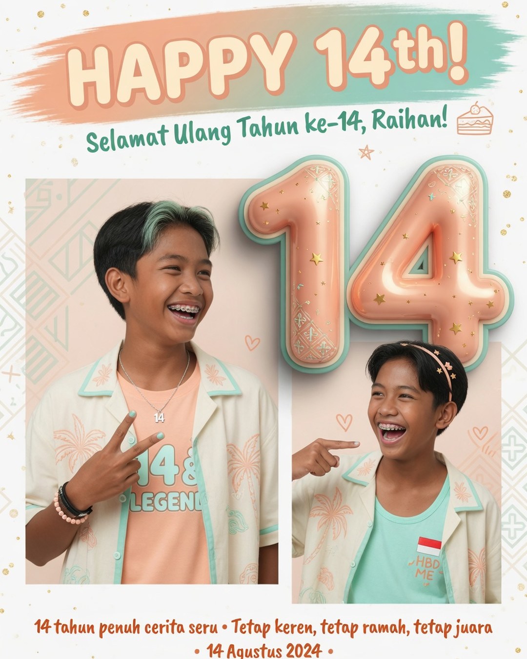 14th Birthday Wishes Boy Poster Prompt — Indonesia reference poster