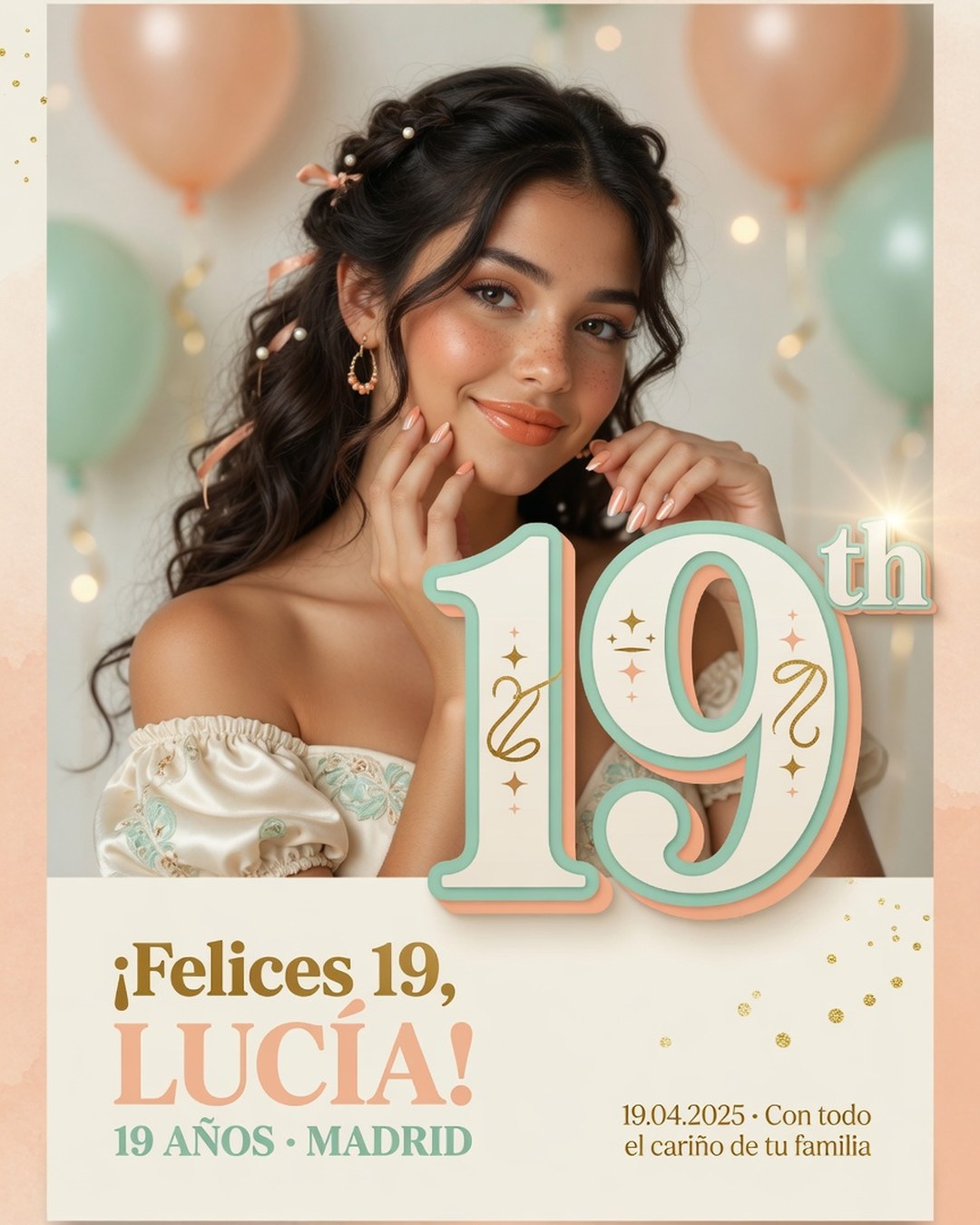 19th Birthday Wishes Girl Poster Prompt — Spain reference poster