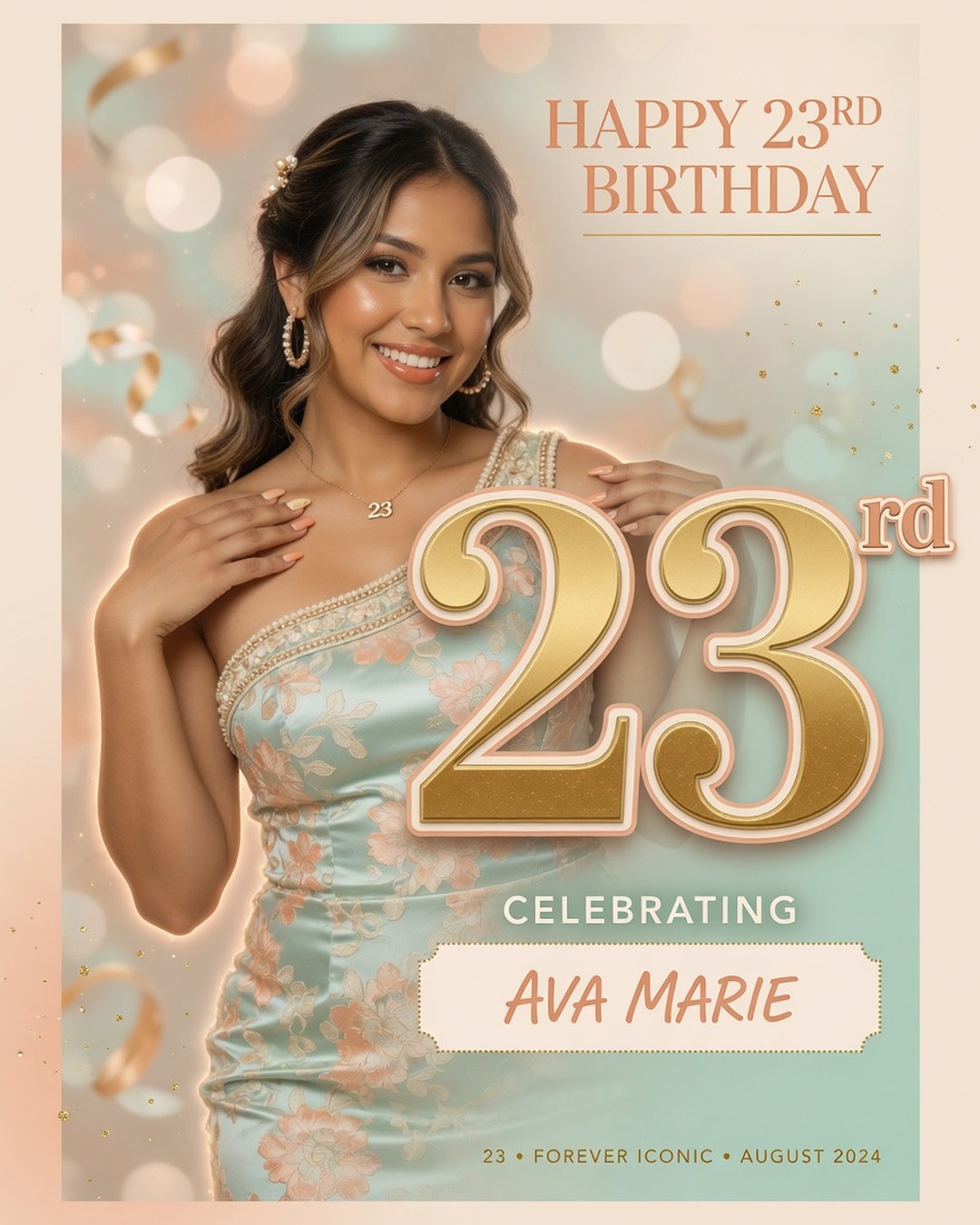 23rd Birthday Wishes Girl Poster Prompt — USA reference poster