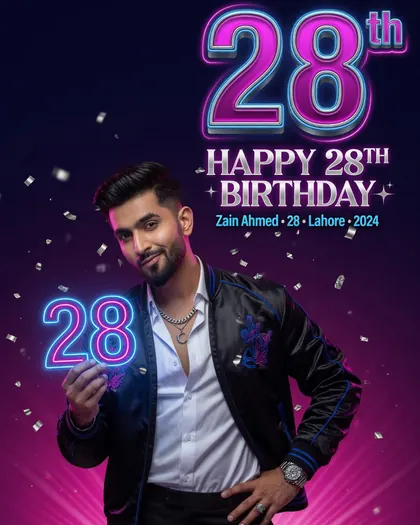 28th Birthday Poster — Birthday AI poster reference
