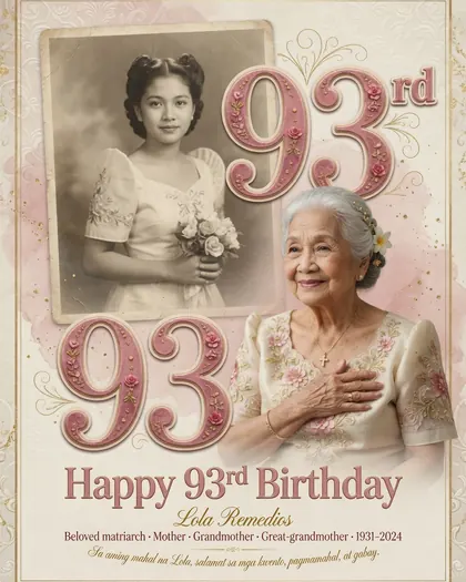 93rd Birthday Poster — Birthday AI poster reference