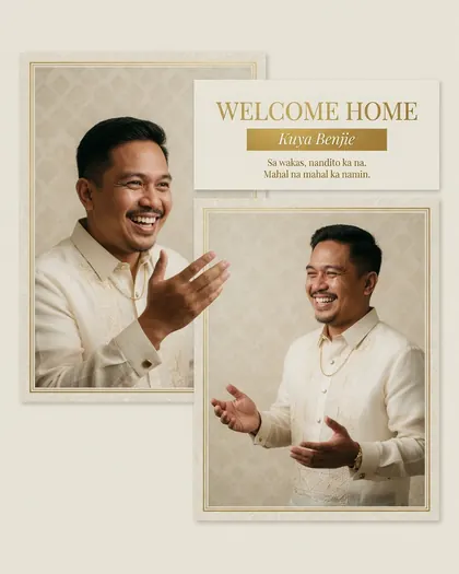 Welcome Home — Congratulations AI poster reference