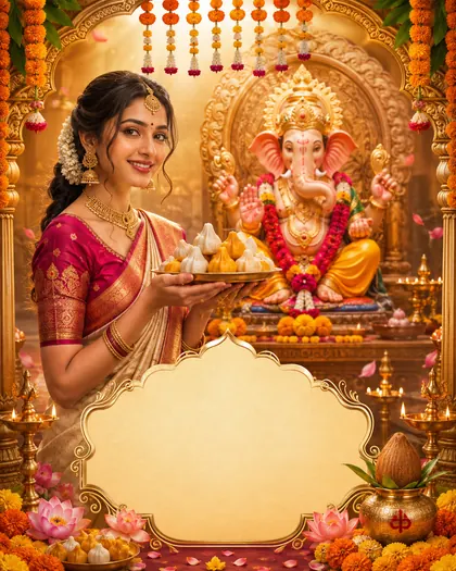 Ganesh Chaturthi — India - Telugu — Ganesh Chaturthi AI poster reference