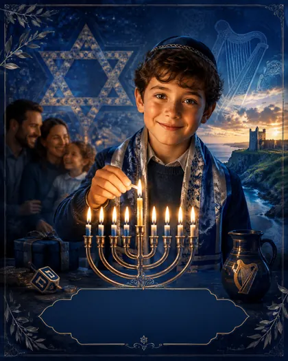 Hanukkah — Ireland / global Irish diaspora — Hanukkah AI poster reference