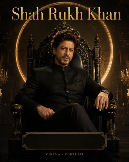 Shah Rukh Khan Inspired Royal Black-Gold Throne Male Poster — Congratulations AI poster reference