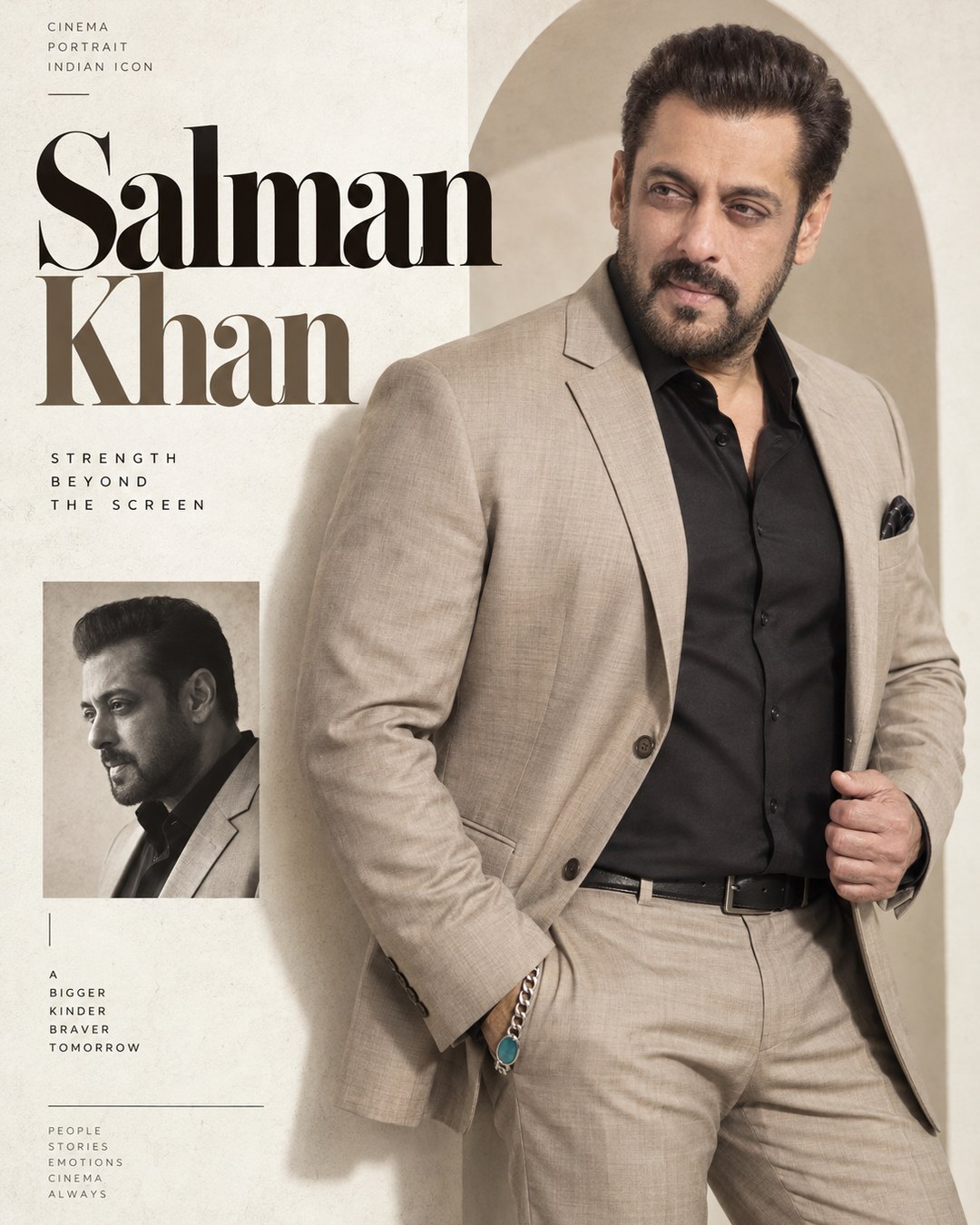 Salman Khan Inspired Cream Magazine Minimal Male Poster reference poster