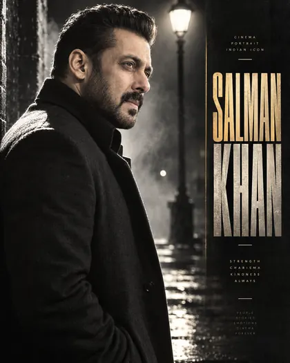 Salman Khan Inspired Film-Noir Streetlamp Male Poster — Congratulations AI poster reference