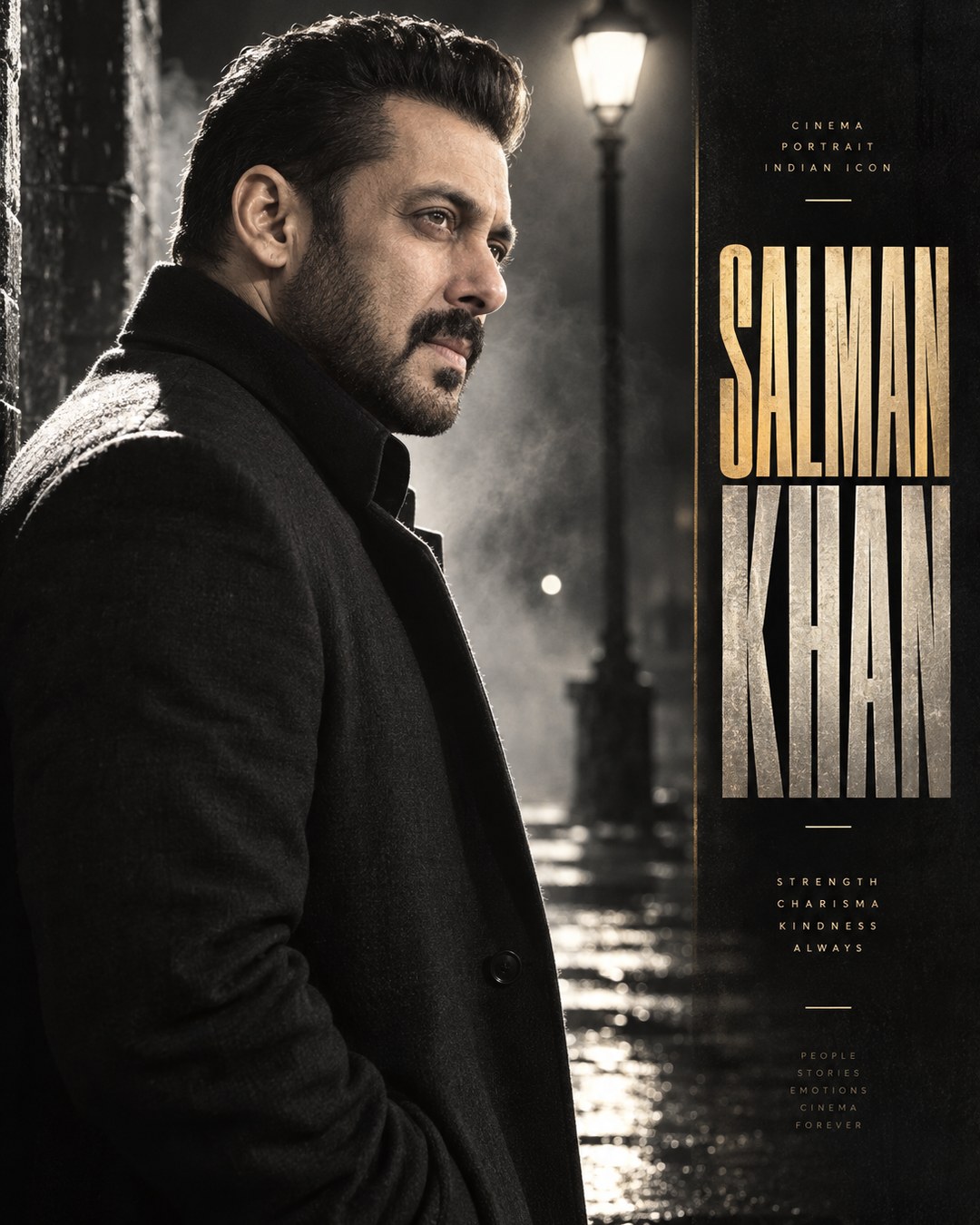 Salman Khan Inspired Film-Noir Streetlamp Male Poster reference poster