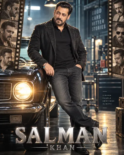 Salman Khan Inspired Classic Car Garage Male Poster — Congratulations AI poster reference