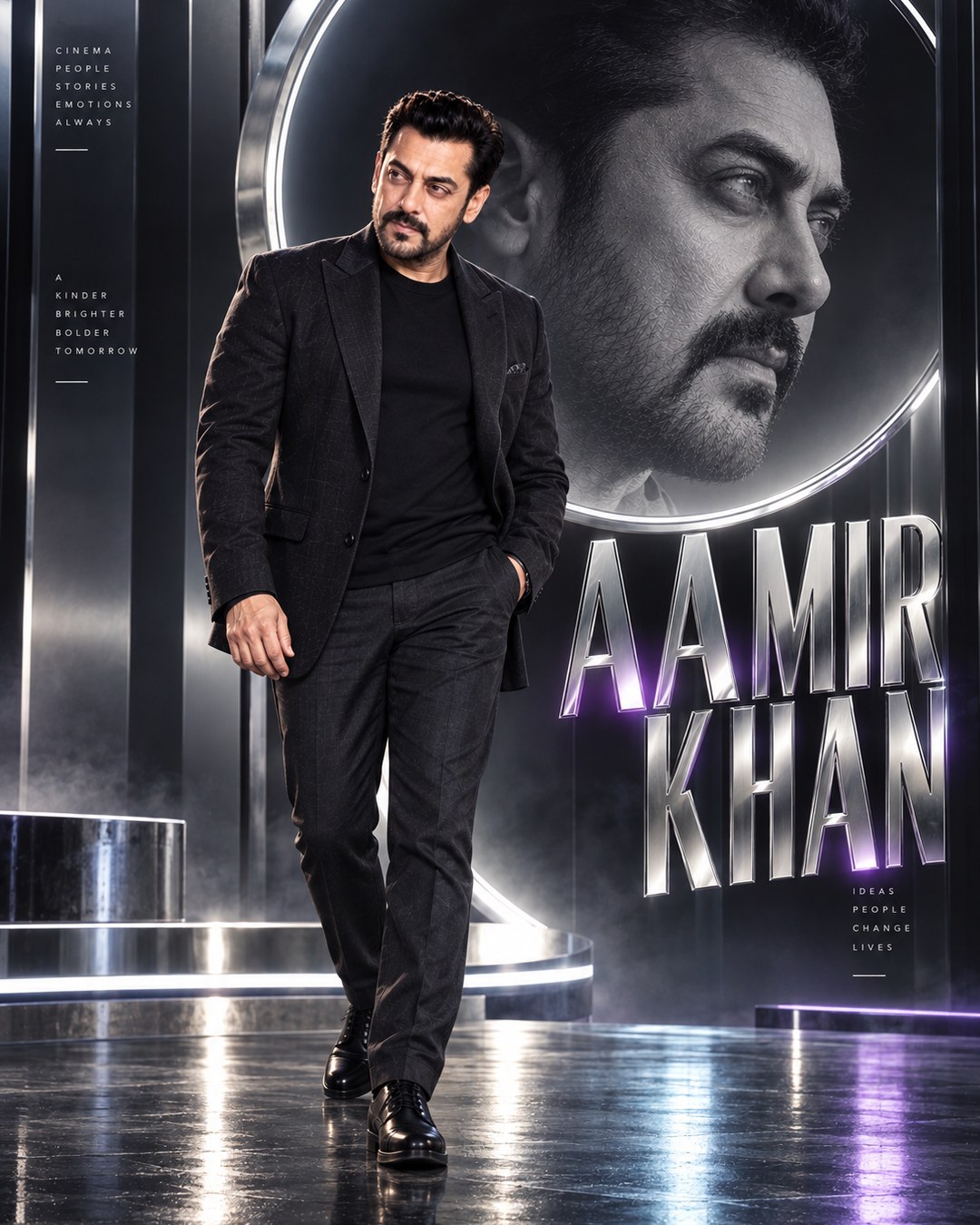 Aamir Khan Inspired Chrome Future Studio Male Poster reference poster