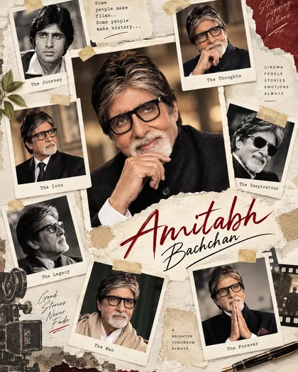 Amitabh Bachchan Inspired Polaroid Scrapbook Male Poster — Congratulations AI poster reference