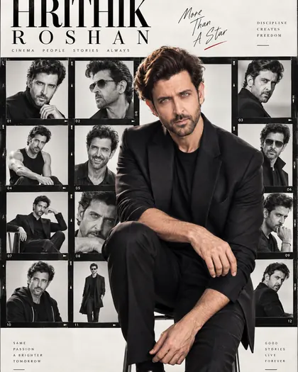 Hrithik Roshan Inspired Contact-Sheet Fashion Male Poster — Congratulations AI poster reference