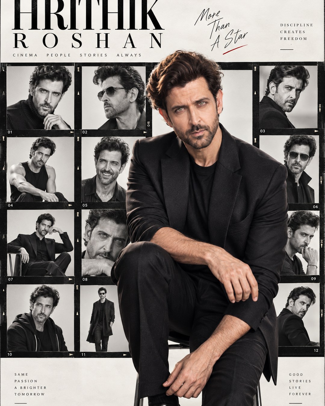 Hrithik Roshan Inspired Contact-Sheet Fashion Male Poster reference poster