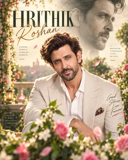 Hrithik Roshan Inspired Dream Floral Garden Male Poster — Congratulations AI poster reference