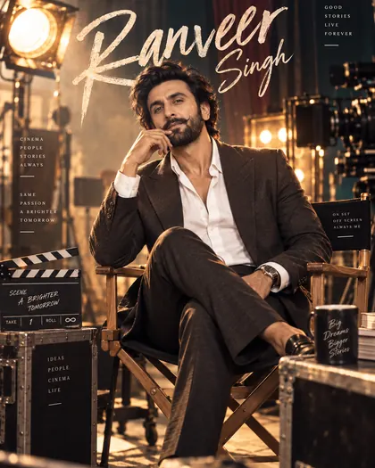 Ranveer Singh Inspired Backstage Film-Set Male Poster — Congratulations AI poster reference