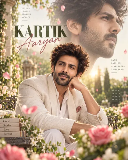 Kartik Aaryan Inspired Dream Floral Garden Male Poster — Congratulations AI poster reference