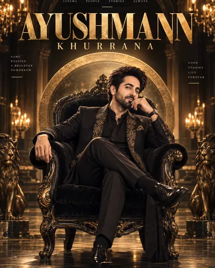 Ayushmann Khurrana Inspired Royal Black-Gold Throne Male Poster — Congratulations AI poster reference