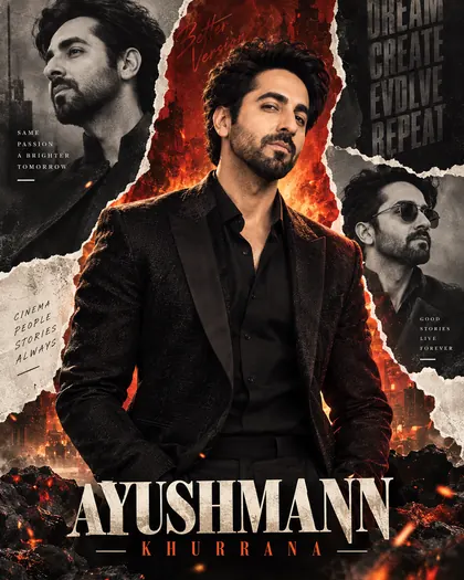Ayushmann Khurrana Inspired Torn-Paper Fire Mass Male Poster — Congratulations AI poster reference