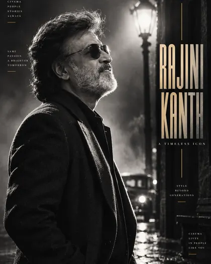 Rajinikanth Inspired Film-Noir Streetlamp Male Poster — Congratulations AI poster reference
