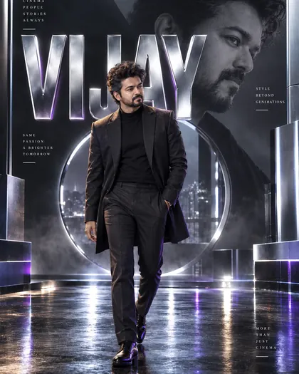 Vijay Inspired Chrome Future Studio Male Poster — Congratulations AI poster reference