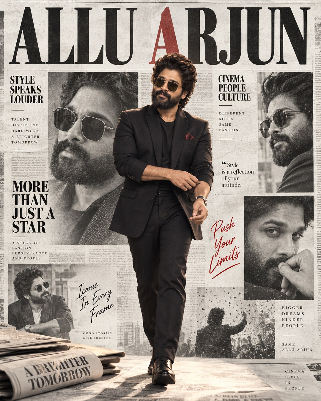 Allu Arjun Inspired Newspaper Editorial Male Poster reference poster