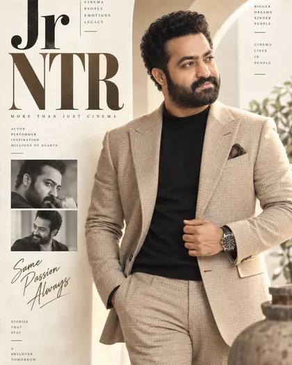 Jr NTR Inspired Cream Magazine Minimal Male Poster — Congratulations AI poster reference