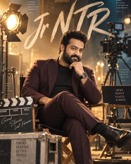 Jr NTR Inspired Backstage Film-Set Male Poster — Congratulations AI poster reference