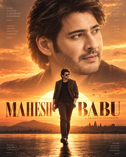 Mahesh Babu Inspired Hero Sunrise Silhouette Male Poster — Congratulations AI poster reference