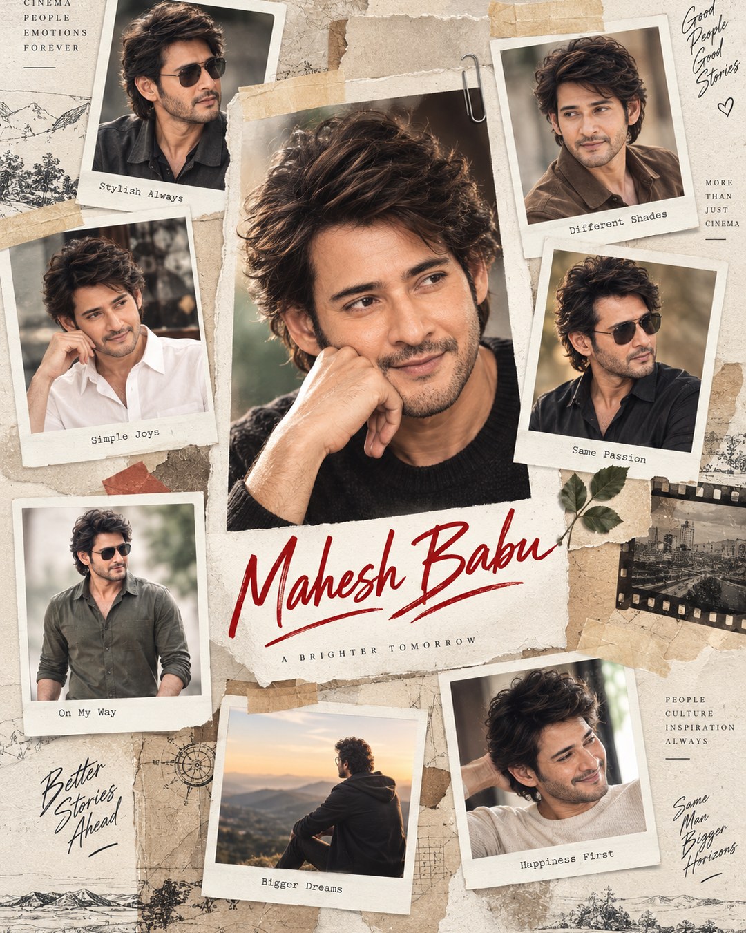 Mahesh Babu Inspired Polaroid Scrapbook Male Poster reference poster