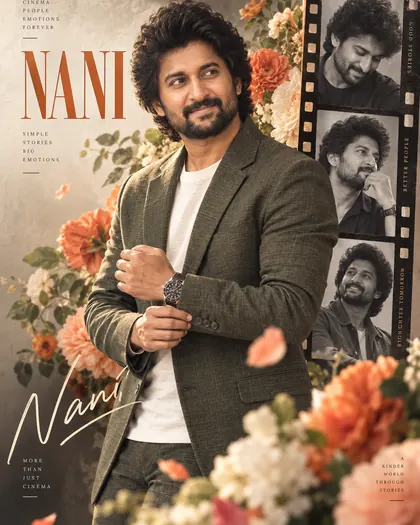 Nani Inspired Floral Film-Strip Editorial Male Poster — Congratulations AI poster reference