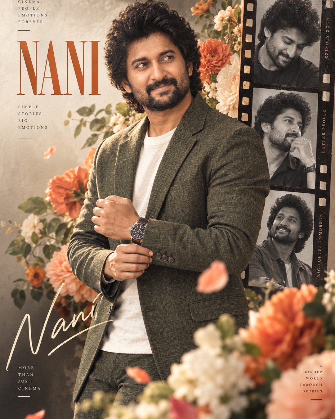 Nani Inspired Floral Film-Strip Editorial Male Poster reference poster