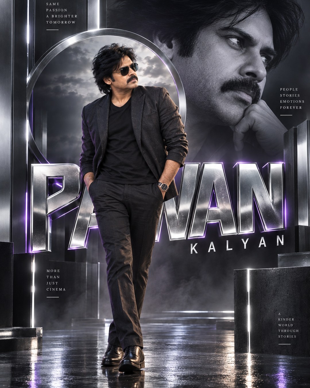 Pawan Kalyan Inspired Chrome Future Studio Male Poster reference poster