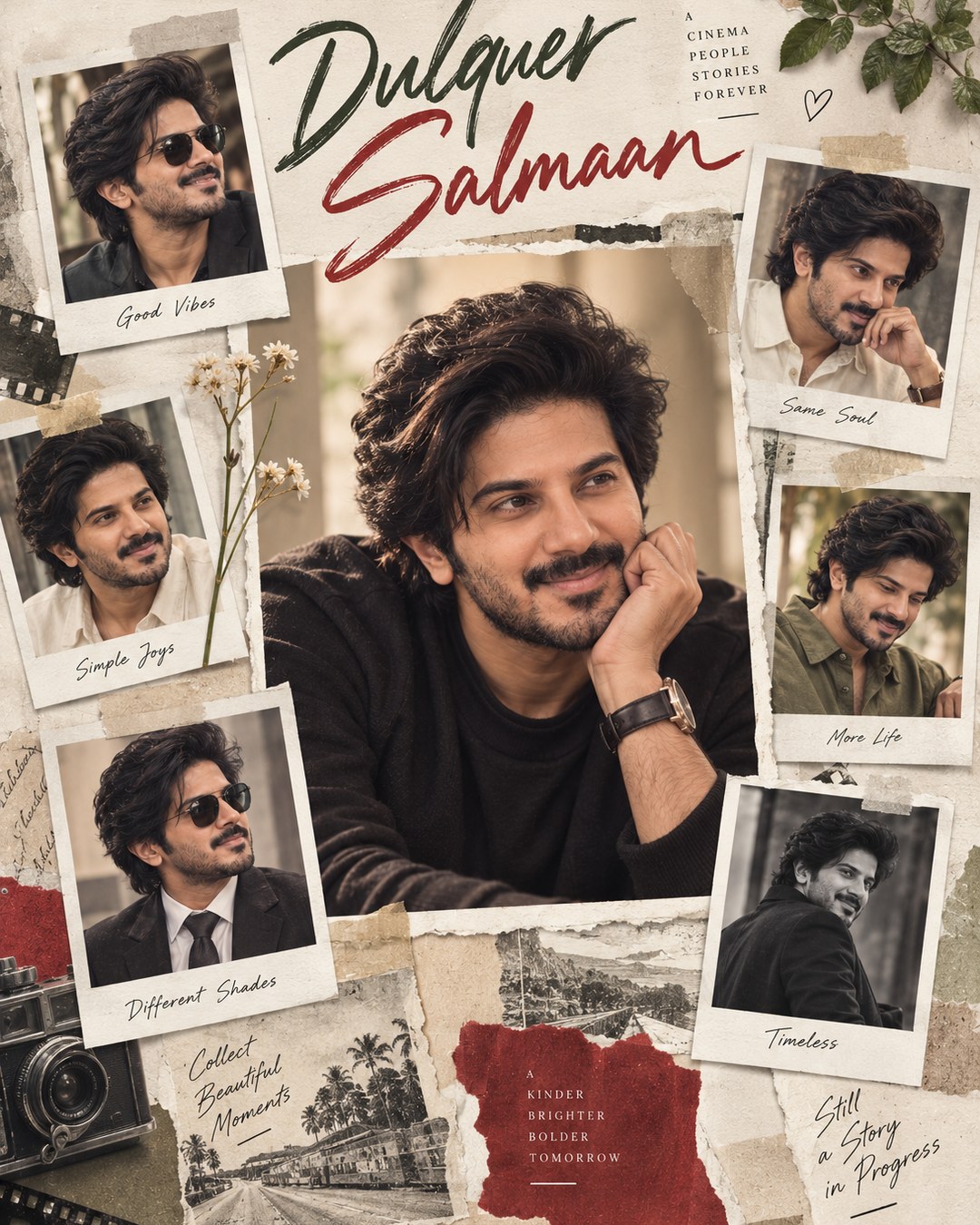 Dulquer Salmaan Inspired Polaroid Scrapbook Male Poster reference poster