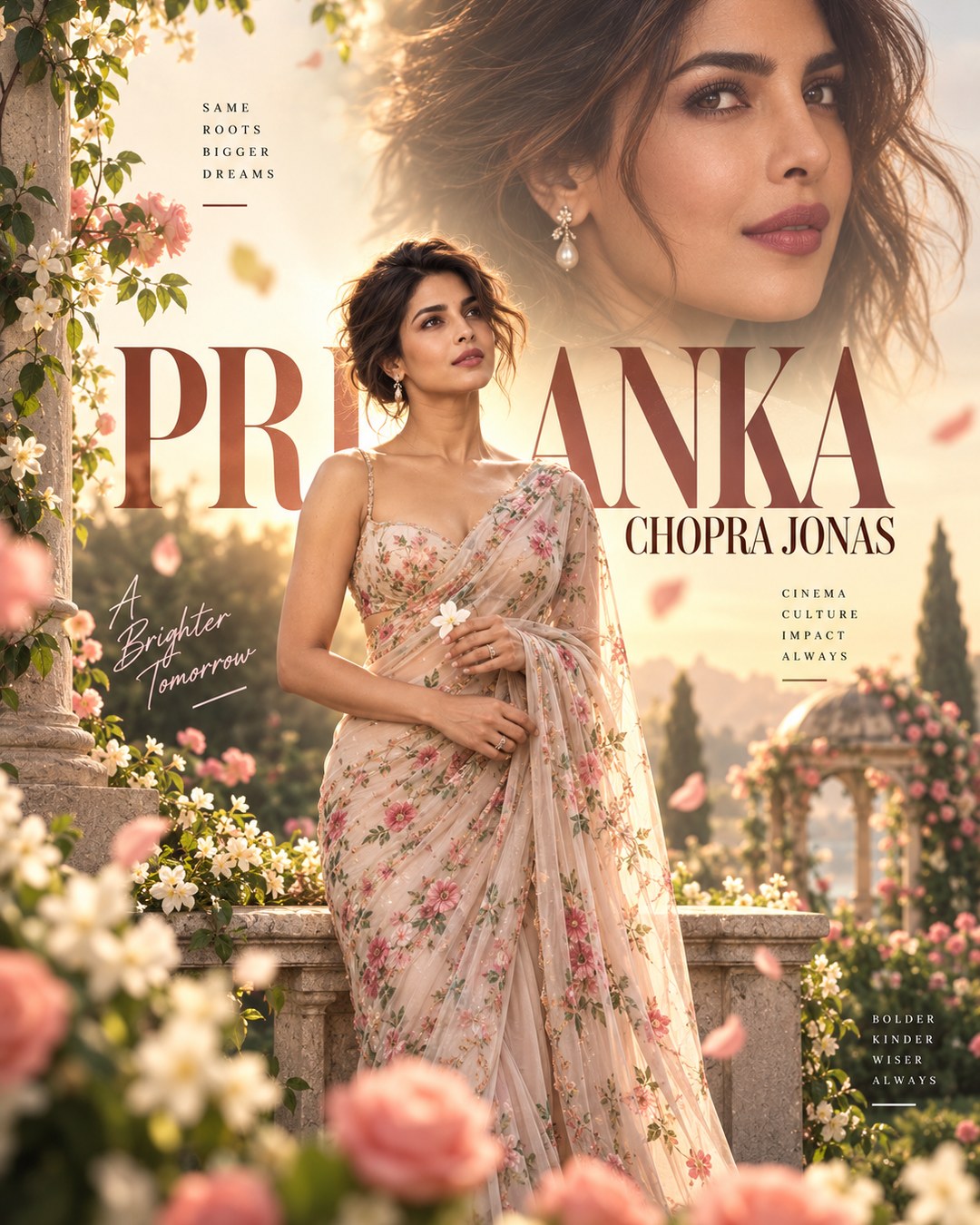 Priyanka Chopra Jonas Inspired Dream Floral Garden Female Poster reference poster