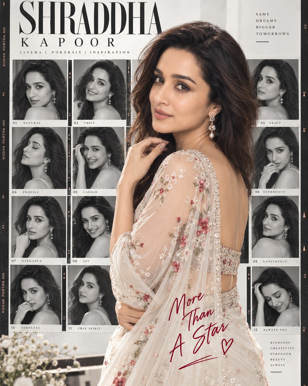 Shraddha Kapoor Inspired Contact-Sheet Fashion Female Poster reference poster