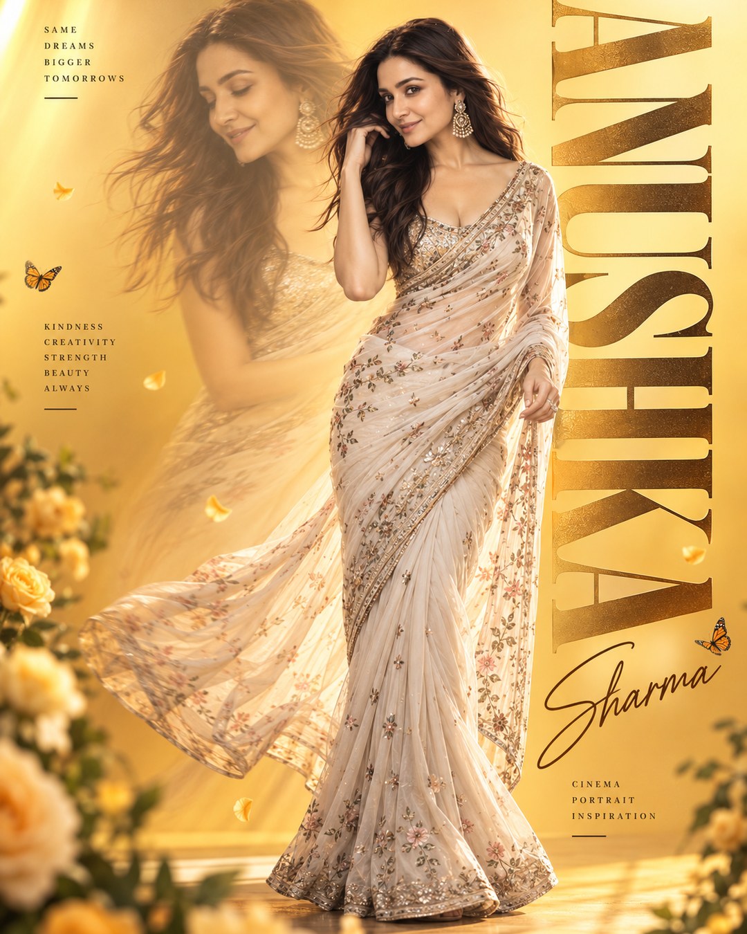 Anushka Sharma Inspired Motion Ghost Gradient Female Poster reference poster
