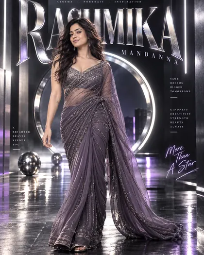 Rashmika Mandanna Inspired Chrome Future Studio Female Poster — Congratulations AI poster reference