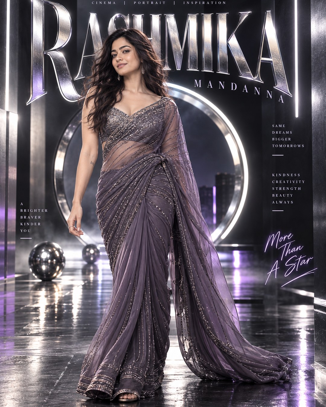 Rashmika Mandanna Inspired Chrome Future Studio Female Poster reference poster