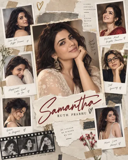 Samantha Ruth Prabhu Inspired Polaroid Scrapbook Female Poster — Congratulations AI poster reference