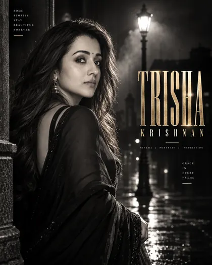 Trisha Krishnan Inspired Film-Noir Streetlamp Female Poster — Congratulations AI poster reference