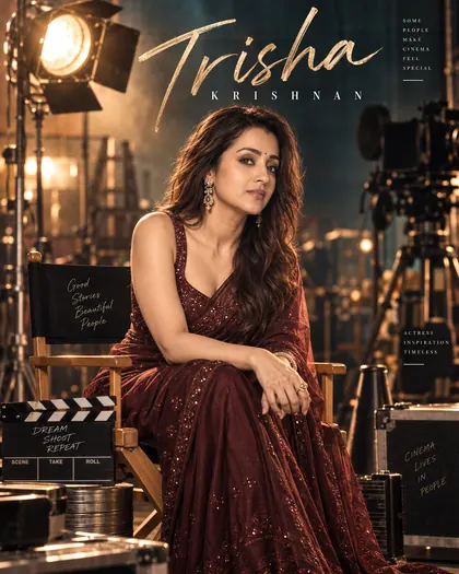 Trisha Krishnan Inspired Backstage Film-Set Female Poster — Congratulations AI poster reference